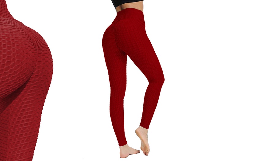 Image 12: Honeycomb Textured Gym Leggings