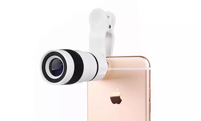 Objectif universel d'appareil photo avec clip pour téléphone mobile, zoom 8x, blanc - Primary Image