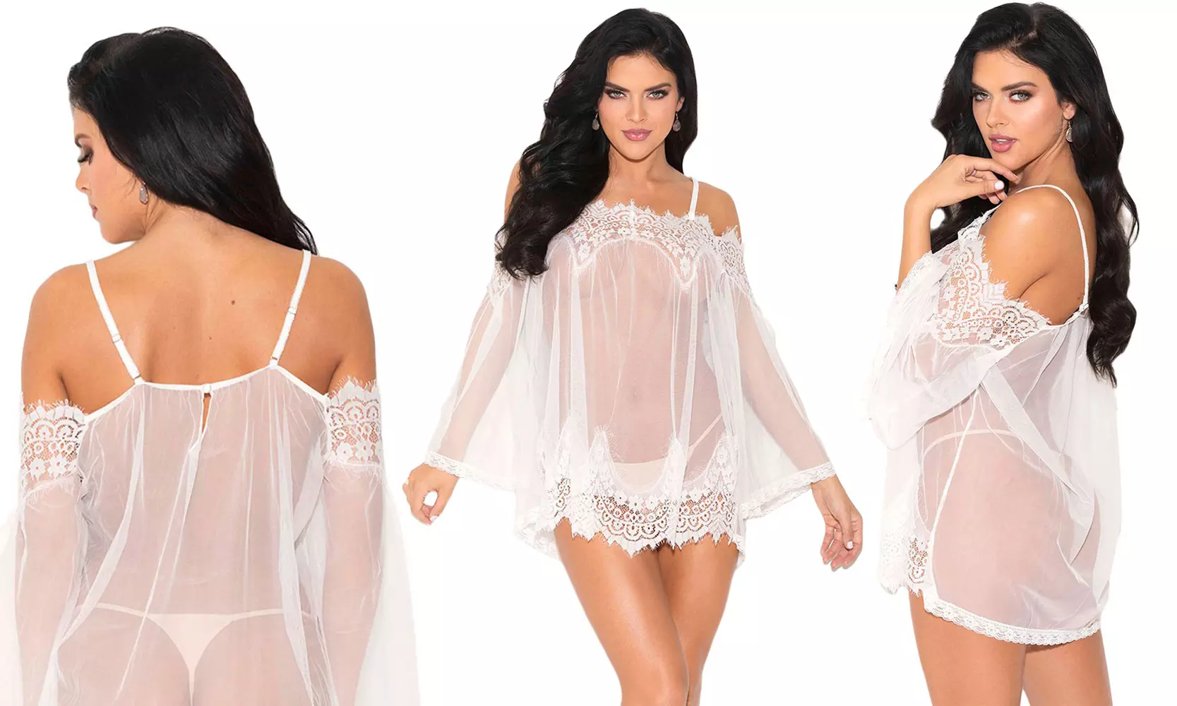 Nuisette coupe ample en voile et dentelle Mélissa - Primary Image