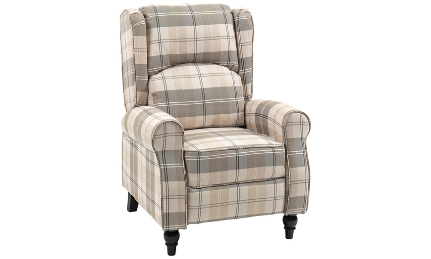 Image 2: HomCom Check Recliner Armchair