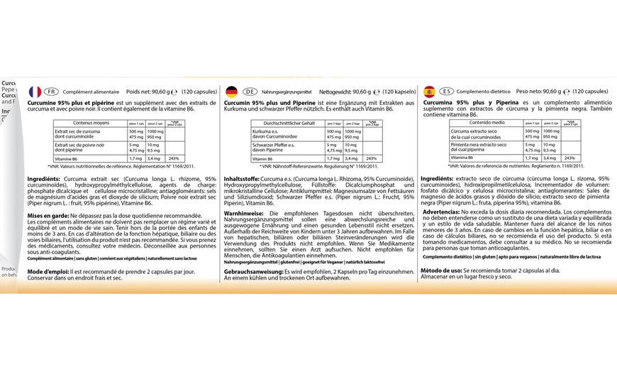 Image 4: Suplemento de curcumina y piperina en cápsulas