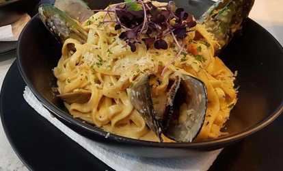 Waterfront Meal with Wine