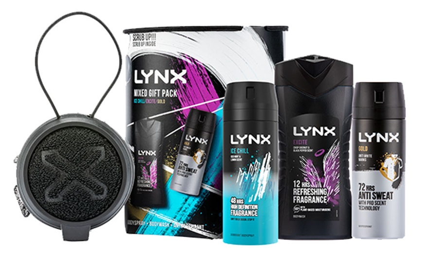 Image 1: Up to Four Lynx All Stars Trio and Body Scrub Gift Sets