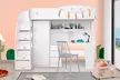 Lit mezzanine combiné Kiddy pour enfant, avec penderie et bureau intégrés, matelas en option. Livraison gratuite - Second Medium