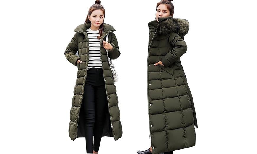 Image 12: Long Padded Coat with Hood