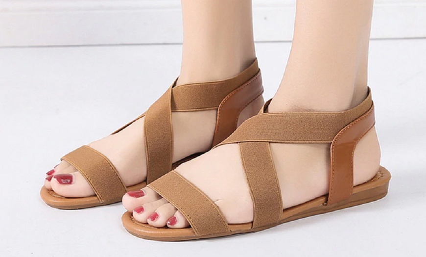 Image 8: Elastic Flat Strap Sandals