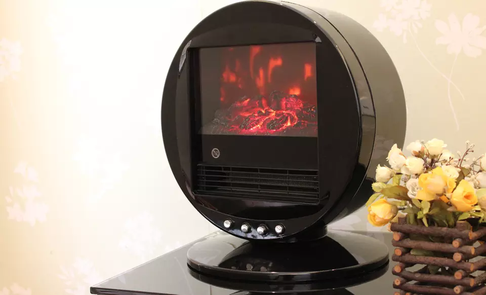 Himalayan Electric Fireplace Heater in Black. - Primary Image