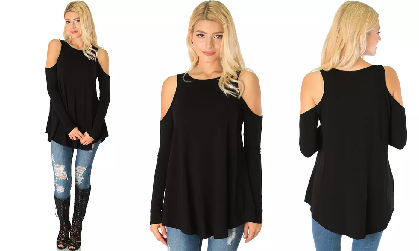 Lyss Loo In Good Company Women's Cold-Shoulder Long-Sleeve Top - Second Medium
