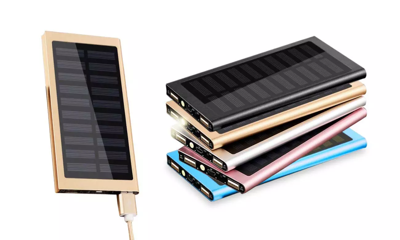 1x oder 2x Solar-Powerbank mit 20000 mAh in der Farbe nach Wahl, optional mit Ladekabel - Primary Image
