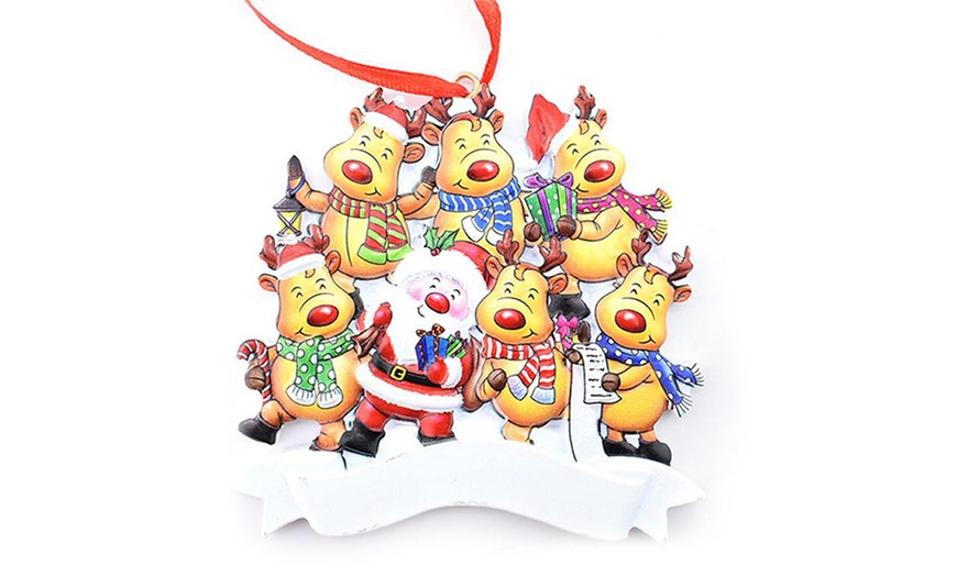 Image 3: One or Two Personalised Santa and Reindeer Christmas Tree Decorations