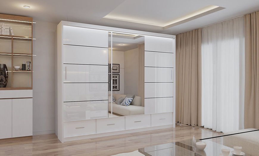 Image 3: Sycylia Sliding Mirror Door Wardrobe