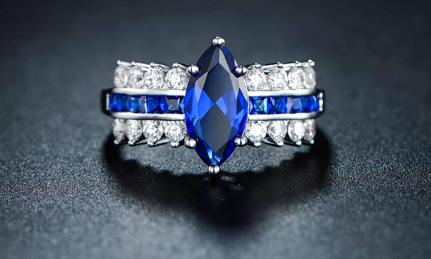 Marquise Cut Sapphire Engagement Ring - Primary Image