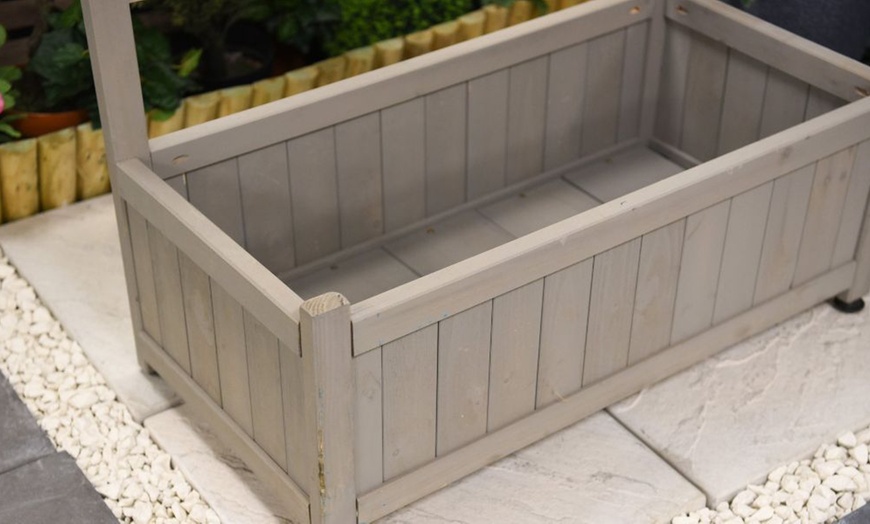 Image 7: Raised Wooden Planter with Climbing Trellis