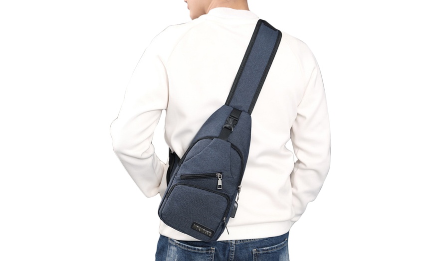 Image 3: USB Charging Crossbody Backpack