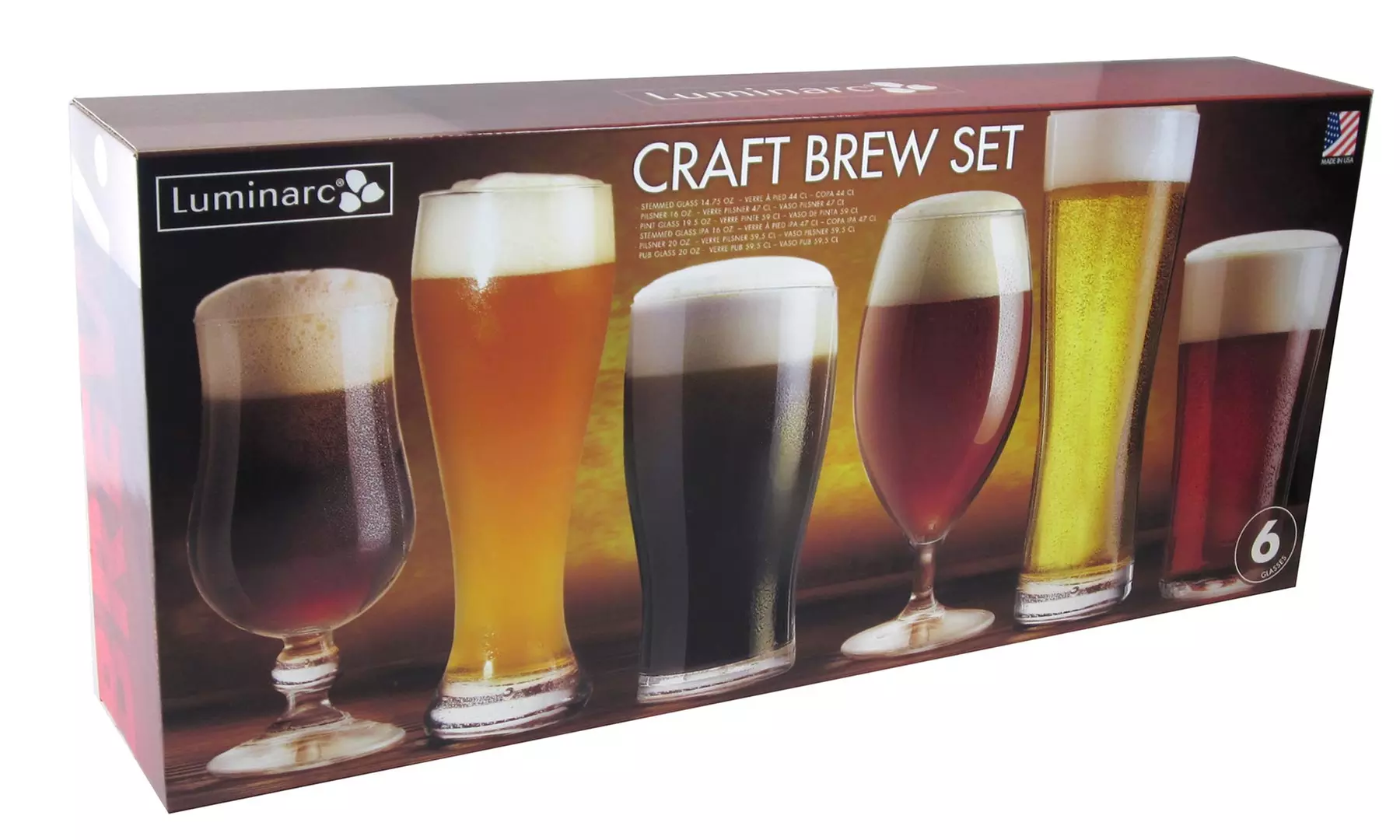 6-Piece Set of Assorted Craft-Beer Glasses - Primary Image
