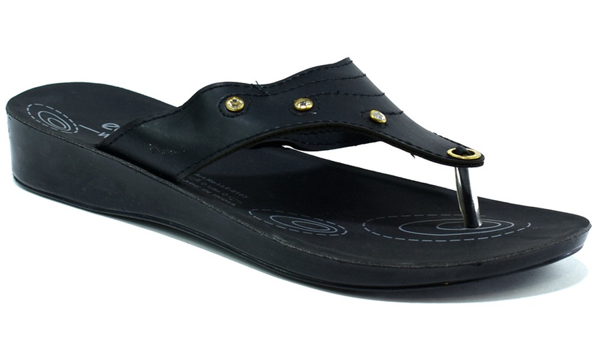 Image 5: Women's Low Wedge Flip Flops