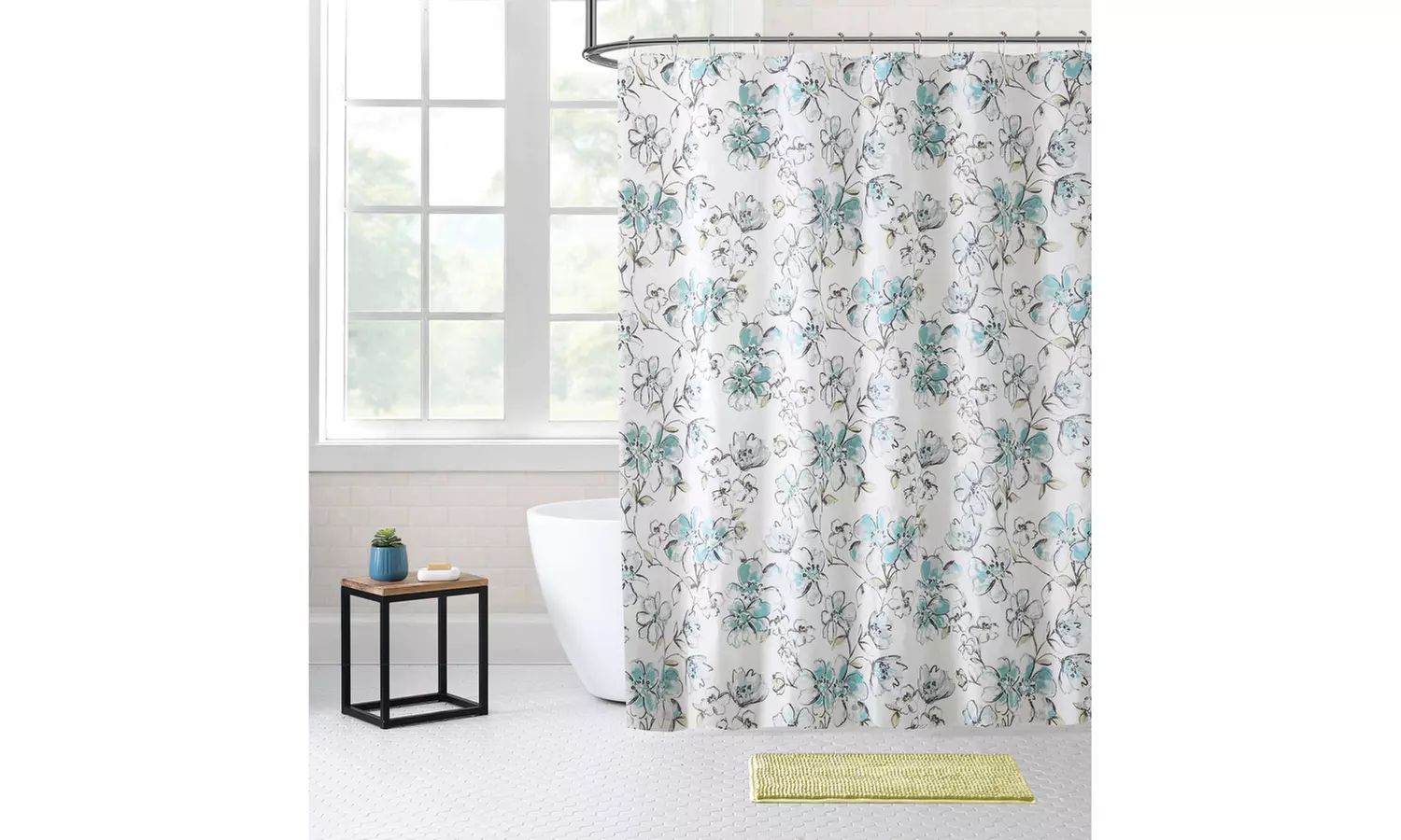 Bibb Home Chenille Noodle Rug and Shower Curtain Set (14-Piece) - Second Medium