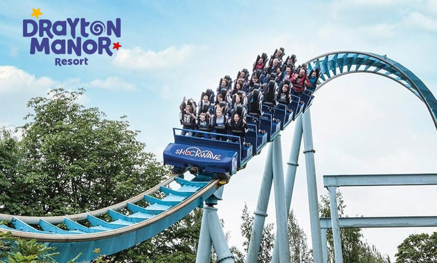 Image 1: Drayton Manor Resort: Day ticket with Burger Meal & Chips 