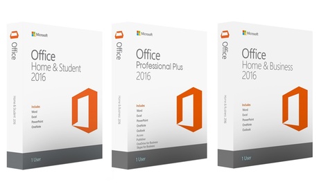 Microsoft Office 2016 per Windows con licenza di durata illimitata per 1 PC, disponibile in 3 versioni
