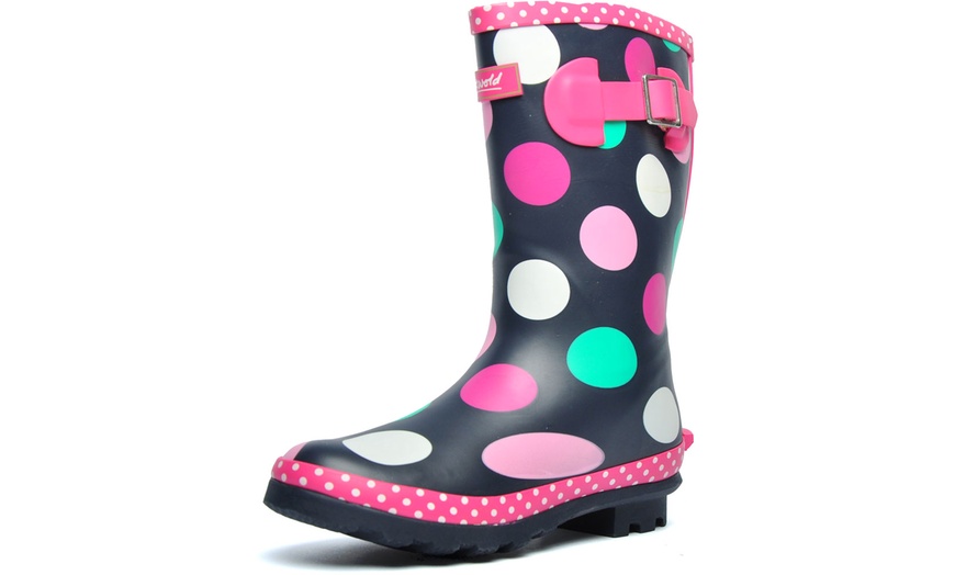 Image 3: Cotswold Dotty Waterproof Wellington Junior Girls Boots