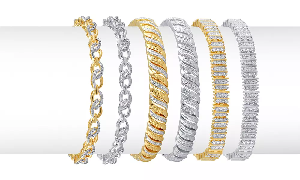 Diamond Accent Bracelet in 14K Gold Plating by Brilliant Diamond - Primary Image