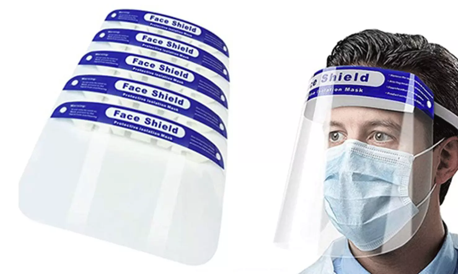 Reusable Waterproof Transparent Face Shield (5-Pack) - Primary Image
