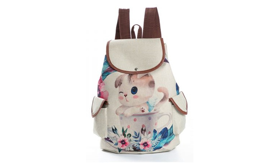 Image 4: Cartoon Cat-Themed Backpack