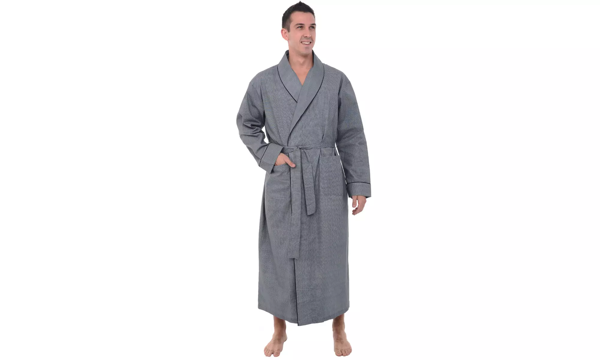 Alexander del Rossa Men's Lightweight Cotton Robe - Second Medium