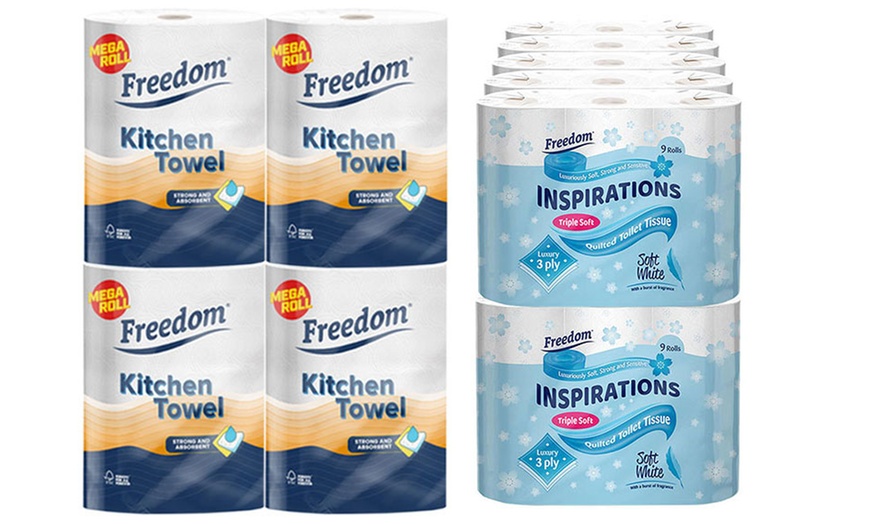 Image 17: 45 or 90 Freedom 3Ply Rolls and 24 Rolls Jumbo Rhino Kitchen Towels