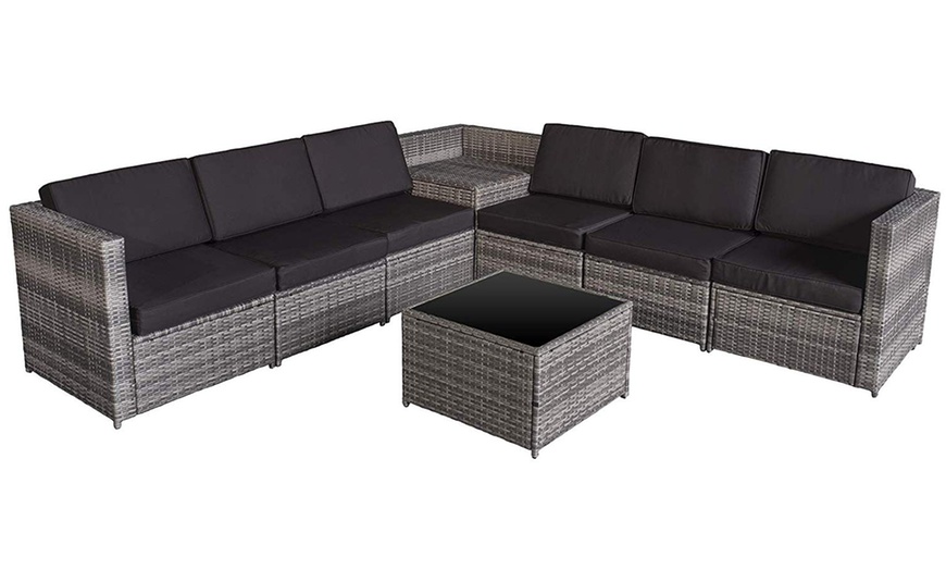 Image 3: Outsunny Eight-Piece Rattan-Effect Garden Furniture Set