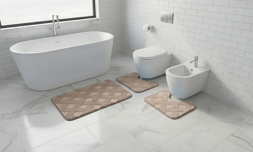 Image 10: Set di 3 tappeti bagno memory antiscivolo