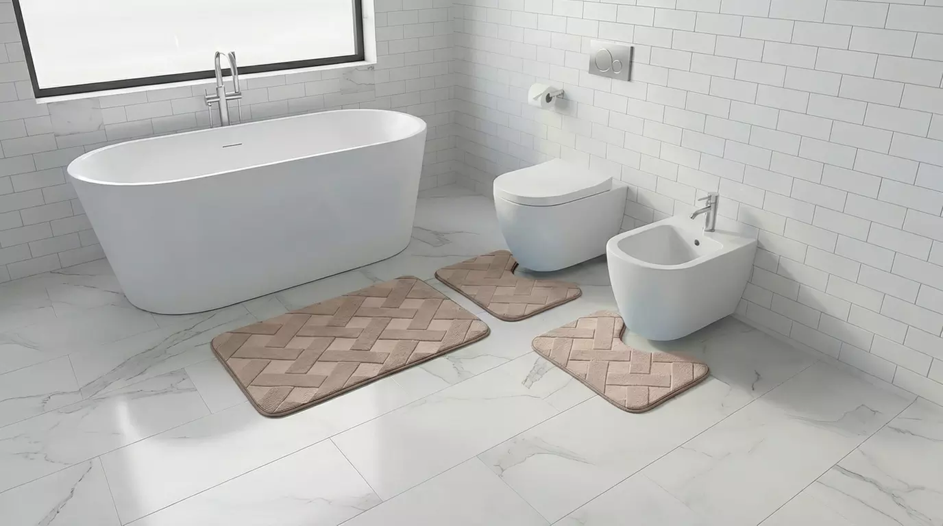 Set di 3 tappeti bagno memory antiscivolo