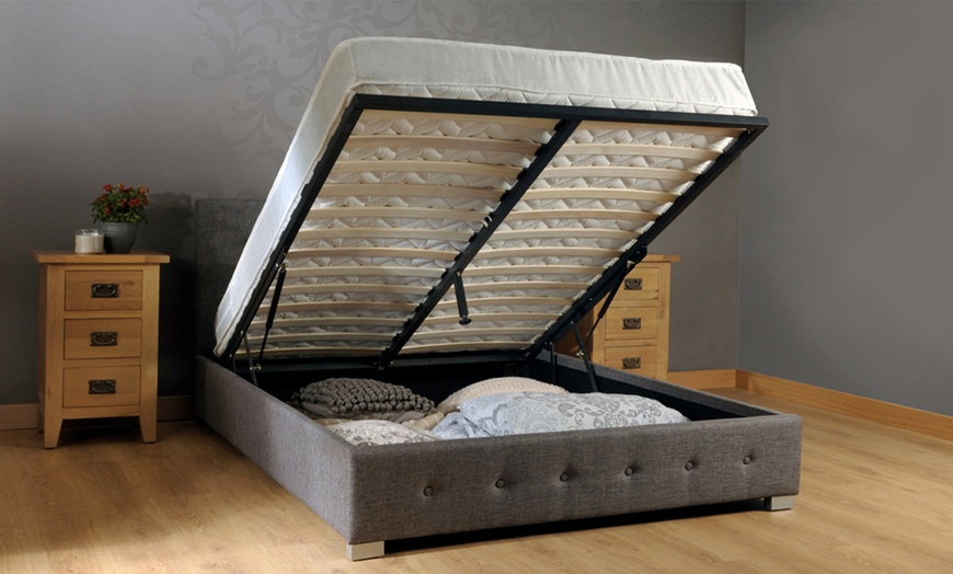 Image 1: Fabric Ottoman Storage Bed