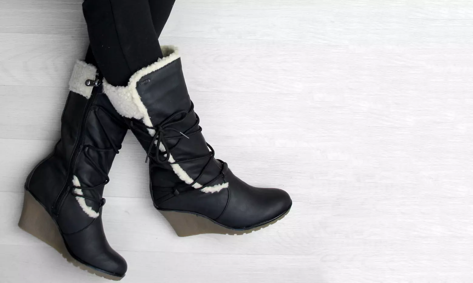 Fur Lined Wedge Boots - Primary Image