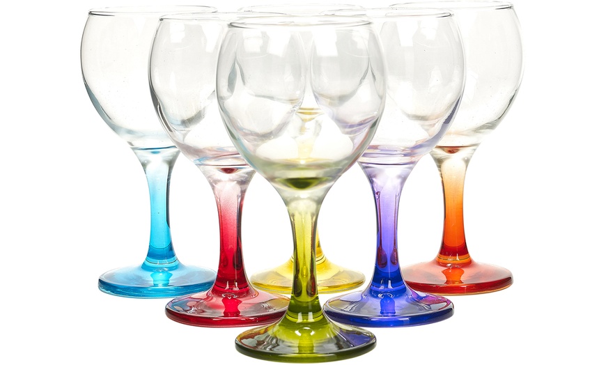 Image 3: Six or Twelve Coloured Stem Wine Glasses