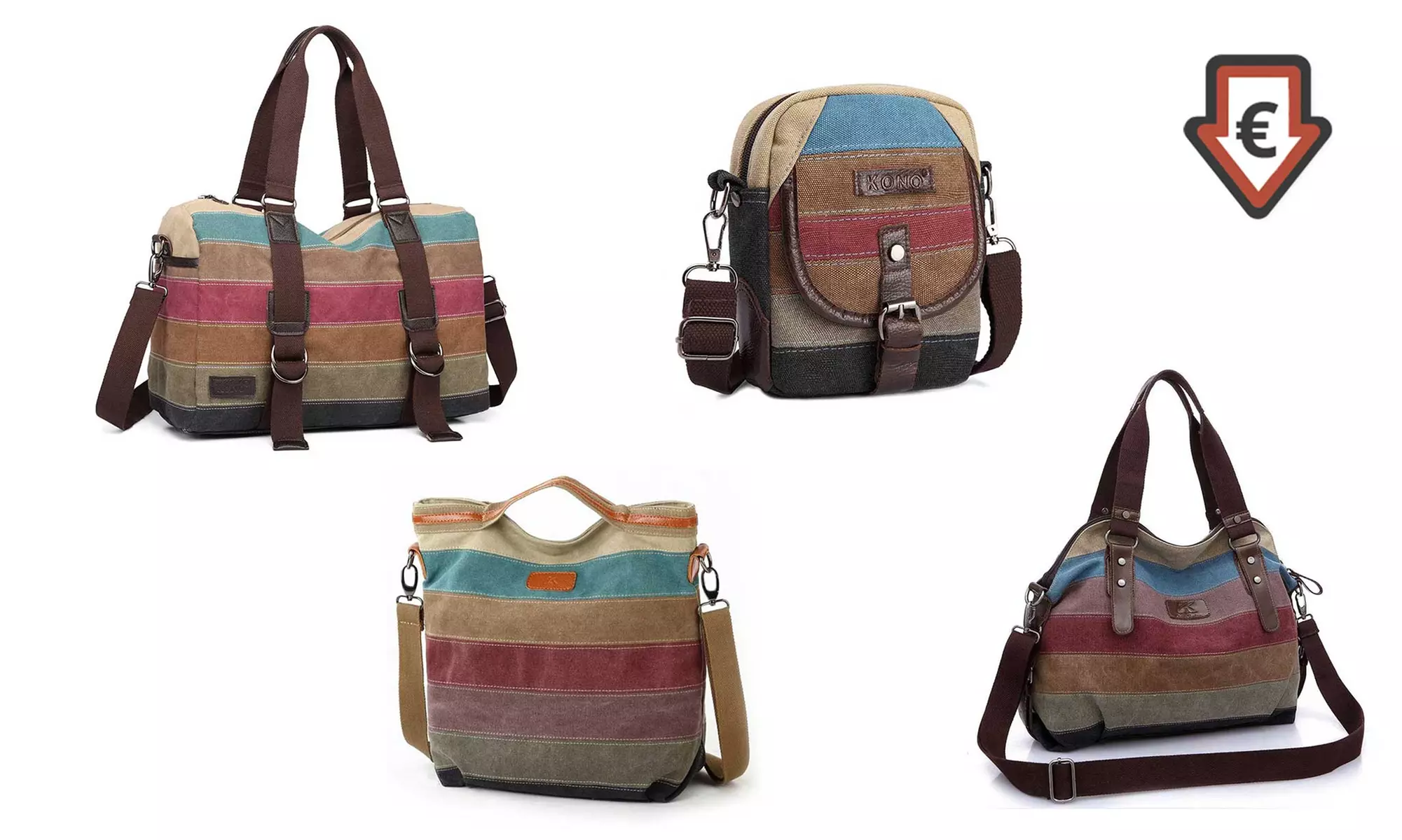 Kono Tragetasche mit Regenbogen-Muster für Damen in der Ausführung nach Wahl - Primary Image