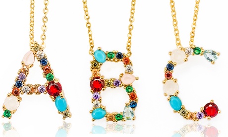 Chaîne avec pendentif plaqué or jaune forme lettre A à Z
