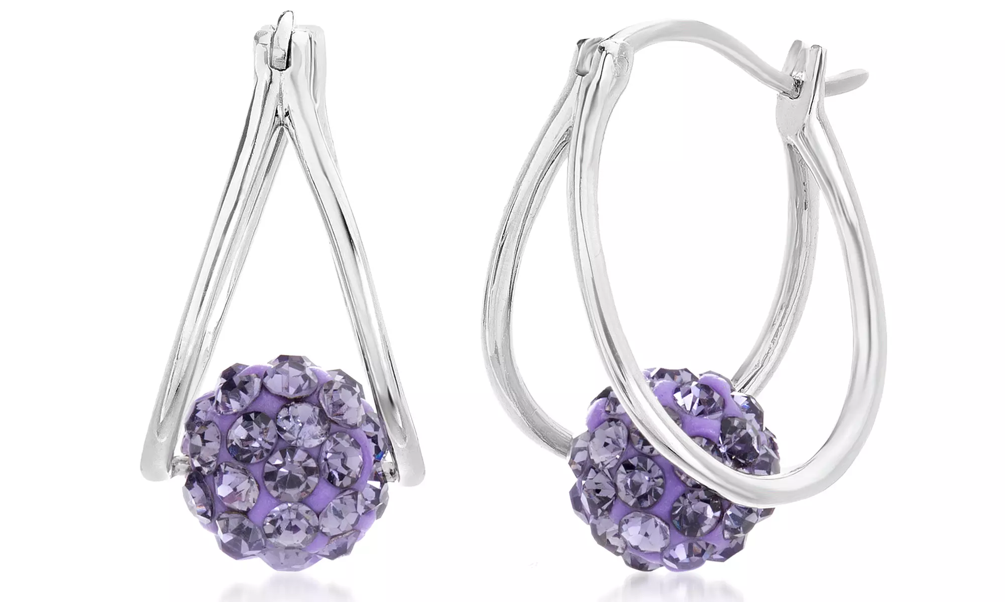 Clearance: Nina & Grace Sterling Silver Hoop Earrings Made with Swarovski Elements - Primary Image