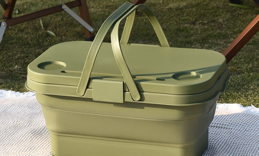 Image 6: Foldable Picnic Basket with Lid