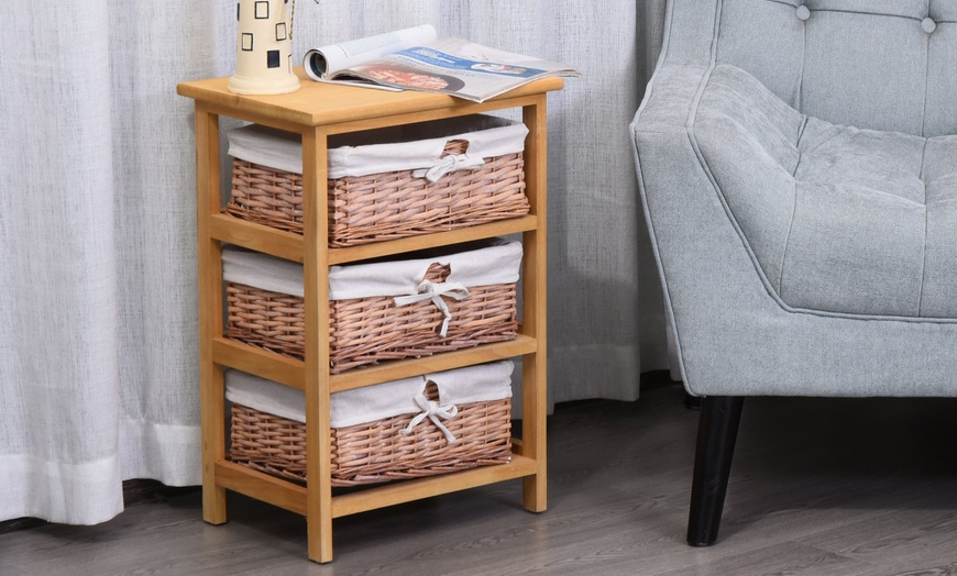 Image 3: HomCom Wicker Basket Drawers
