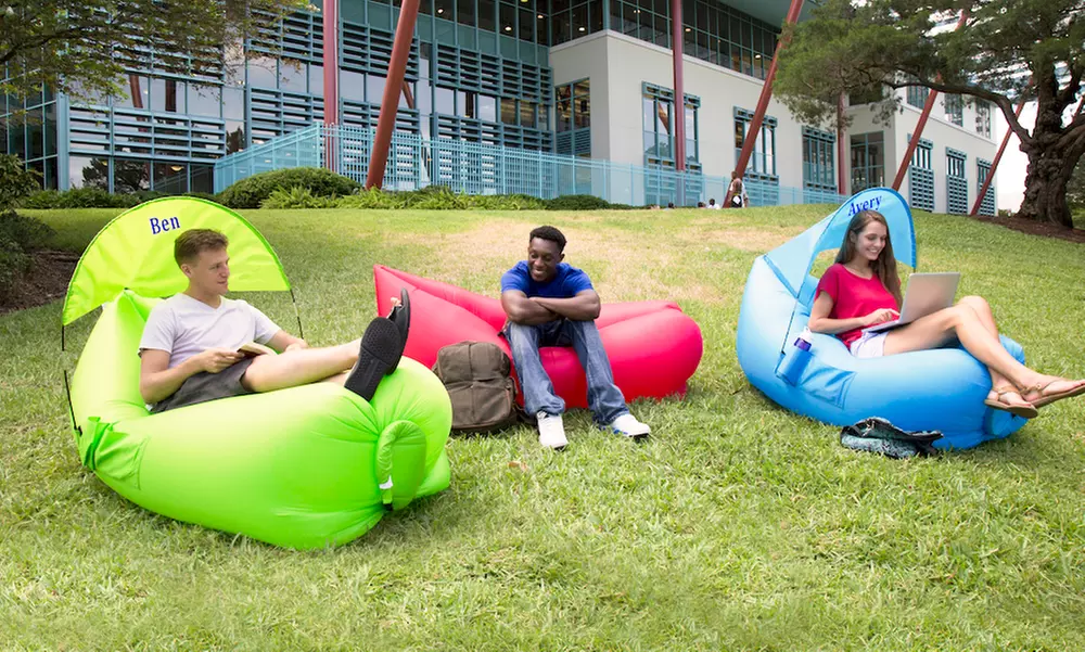 Classic or Deluxe Inflatable Pouch Couch with Personalized Carry Case or Sunshade (Up to 57% Off) - Primary Image
