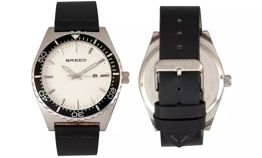 Image 16: Horloges met datum en leren band