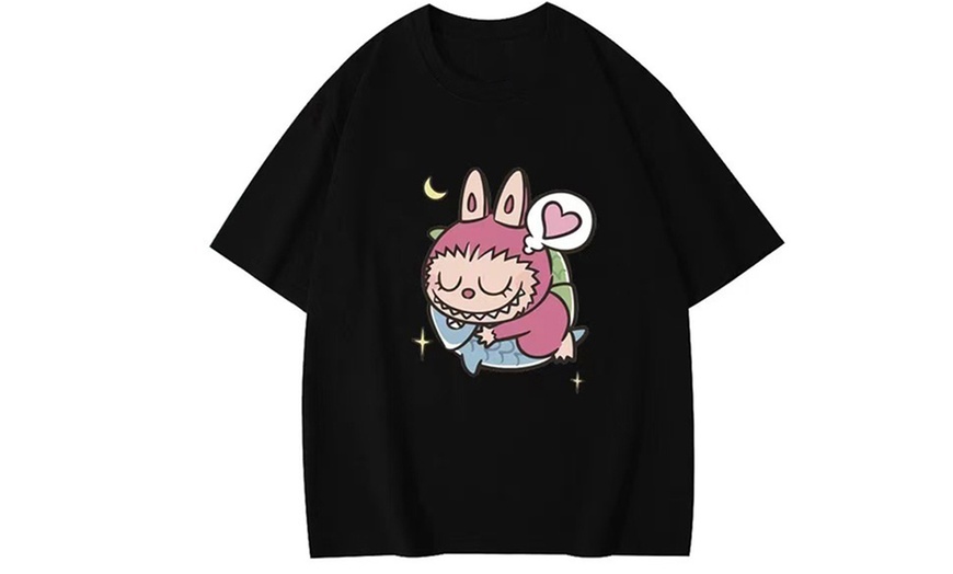 Image 4: One Size Women's Labubu Inspired Printed T Shirt