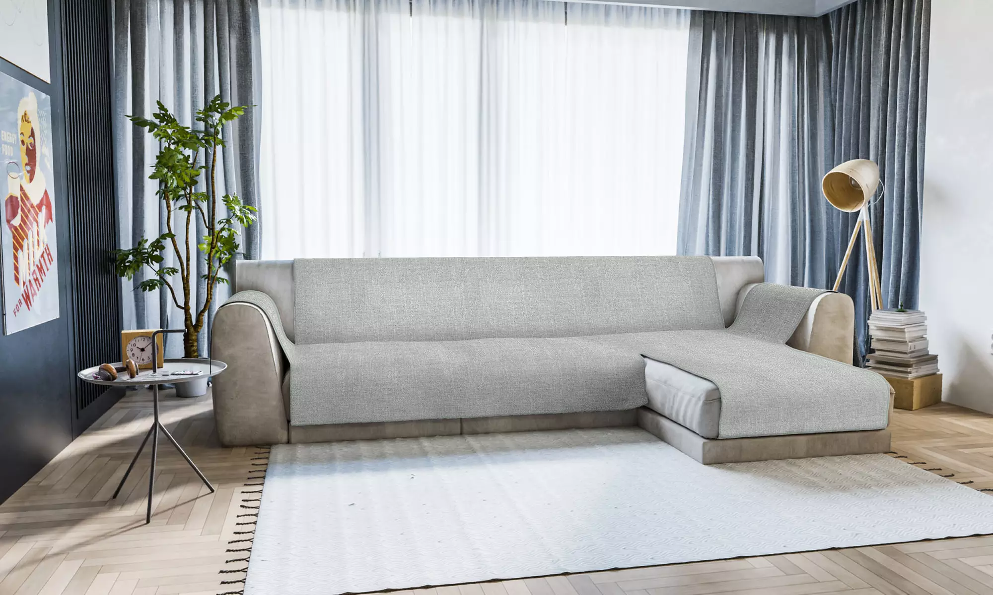 Copridivano antiscivolo con penisola