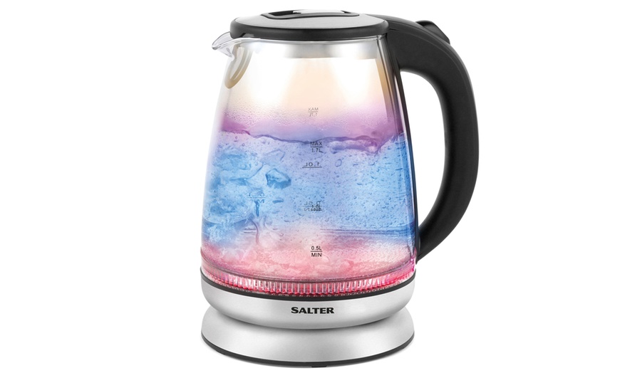 Image 1: Salter Iridescent Glass Kettle