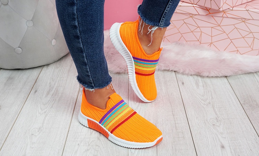 Image 15: Rainbow Knitted Slip-On Trainers