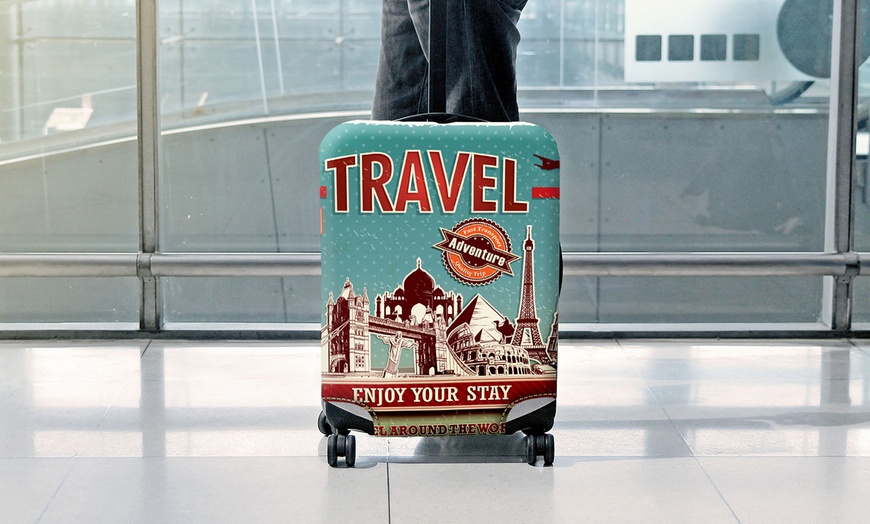 Image 3: Medium 24'' Printed Luggage Protection Cover