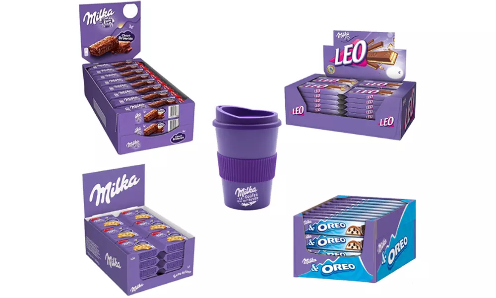 Sélection de biscuits Milka en format pocket avec mug - Primary Image