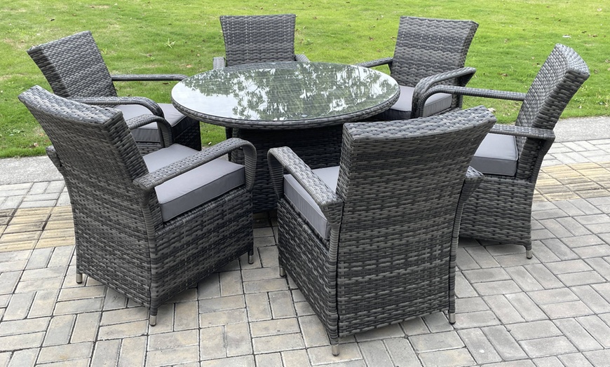 Image 1: Outdoor Rattan Garden Furniture Dining Set Table And Chair 