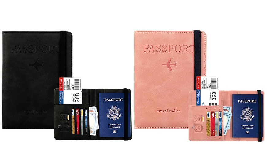 Image 10: One or Two RFID Blocking Passport Holder and Travel Wallets